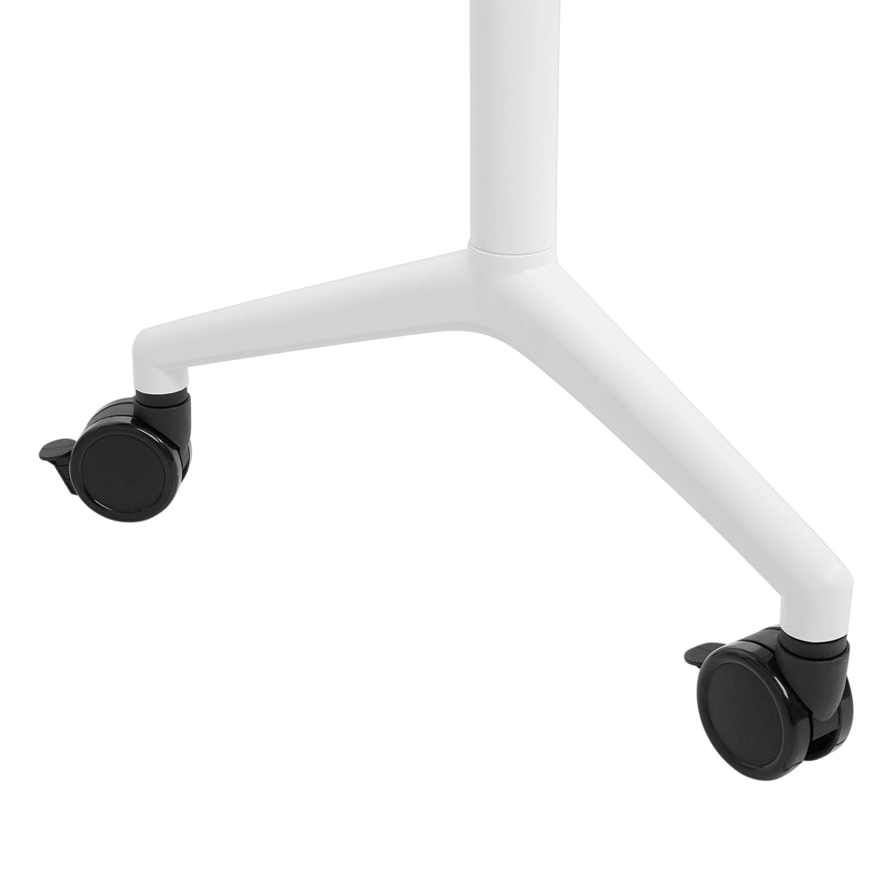 Scrivania rettangolare pieghevole con rotelle portatile con struttura in metallo bianco 180 x 60 stile moderno
