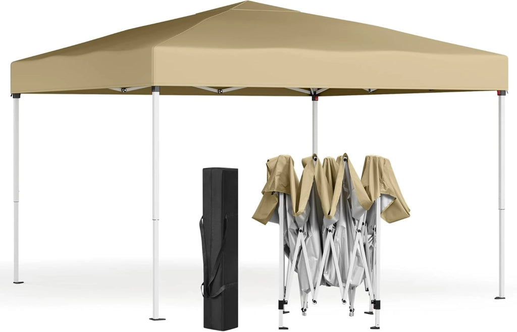SONGMICS Gazebo 3 x 3 m, Tendone Pieghevole, Protezione Solare, Resistente alla Pioggia Leggera, Portatile, per Cortile, Giardino, Mercato, Grigio Scuro GCT102GZ01