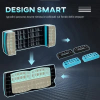 Step Fitness per Aerobica Regolabile su 3 Altezze 10-15-20 cm in Plastica, Nero e Blu