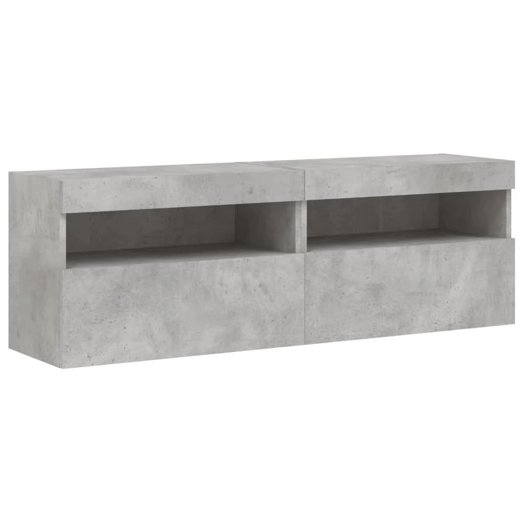 Mobile TV multimediale da parete mensola TV credenza mobile TV sala da pranzo soggiorno camera da letto e luci LED 2 pezzi 60 x 30 x 40 cm grigio 02_0029131