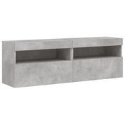 Mobile TV multimediale da parete mensola TV credenza mobile TV sala da pranzo soggiorno camera da letto e luci LED 2 pezzi 60 x 30 x 40 cm grigio 02_0029131