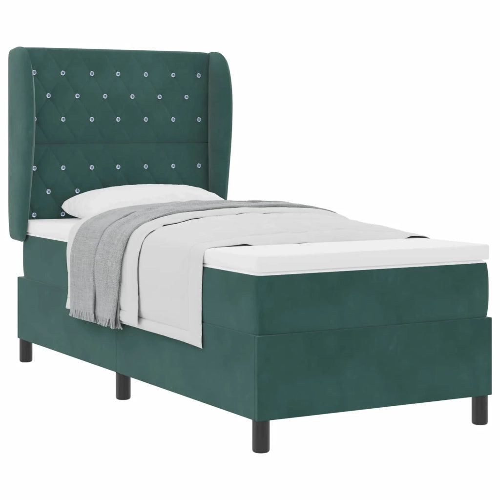 Letto a molle con materasso Verde Scuro 200 x 100 cm Velluto 3340865