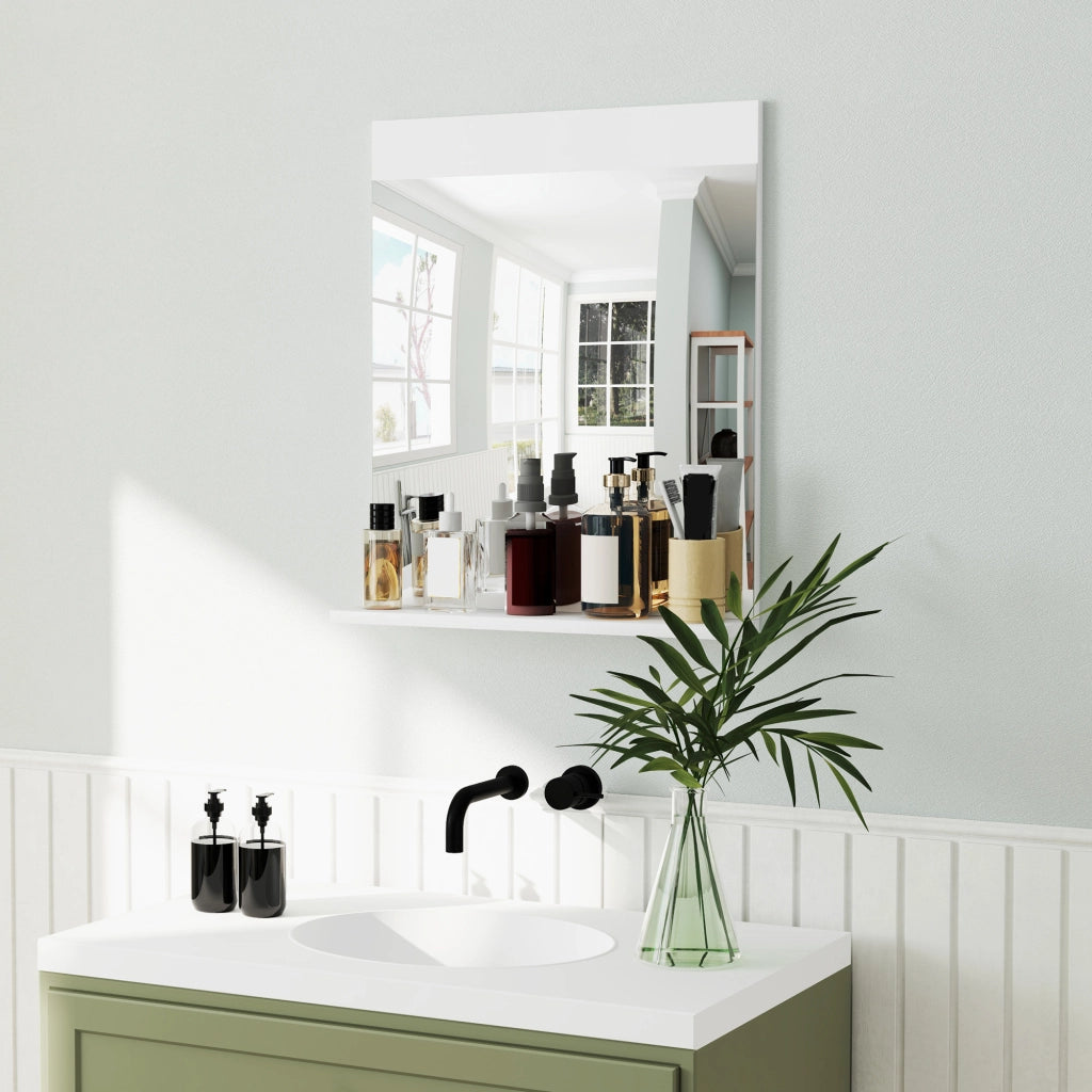 Specchio con ripiano per bagno ¨C zephmum ¨C bianco 50x12x60 cm