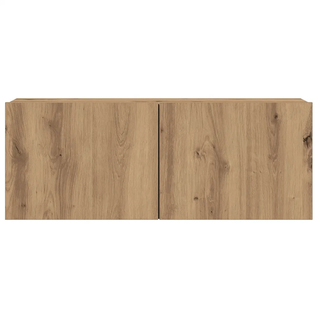 Set Mobile TV 7 pz Montato a Parete Rovere in Legno Multistrato