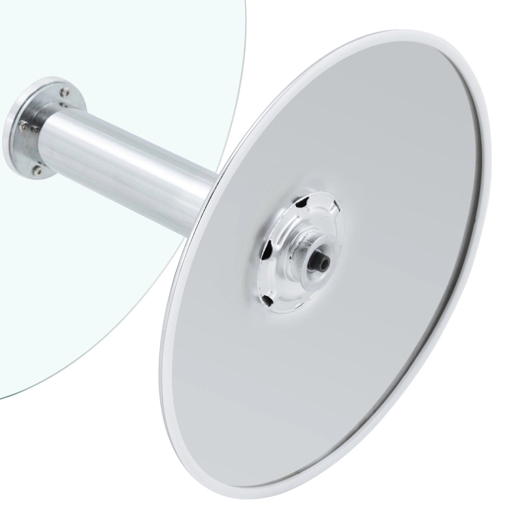 Tavolino da caffè rotondo in vetro temperato 70 cm, struttura in metallo, colore Silver