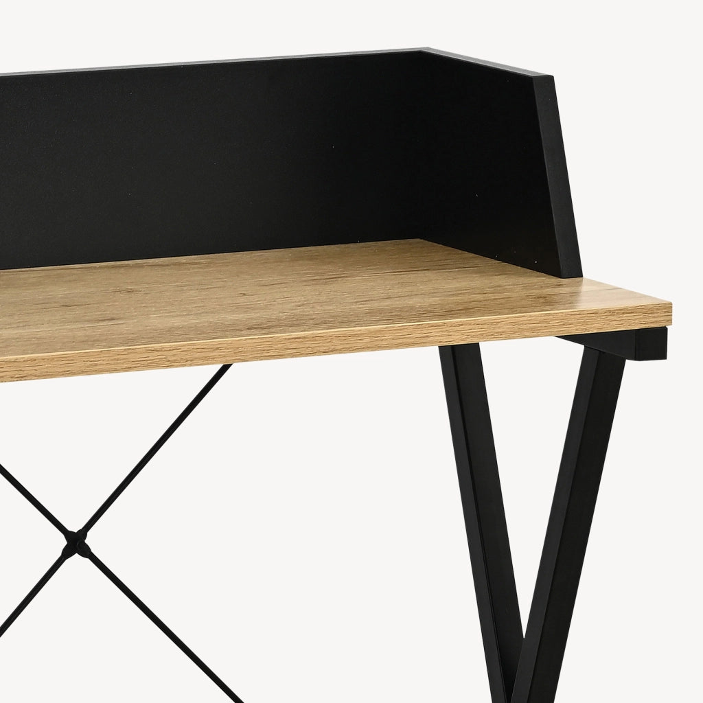 Scaffale da Terra Kappespoo Libreria a 3 Ripiani 84 x 50 x 30 cm - Nero/Effetto Rovere [en.casa]