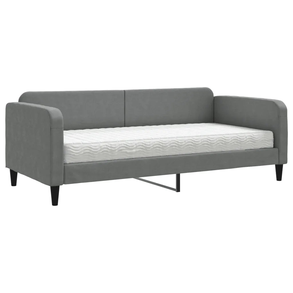 Divano letto | Sof¨¤ letto | Letto singolo con Materasso Grigio Scuro 90x190 cm in Tessuto