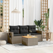 Set Divani da Giardino 4 pz con Cuscini in Polyrattan Grigio 3224436