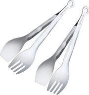 Tang da servizio da 23 cm, metallo in acciaio inossidabile per cucina, griglia, buffet, 2 pezzi, argento