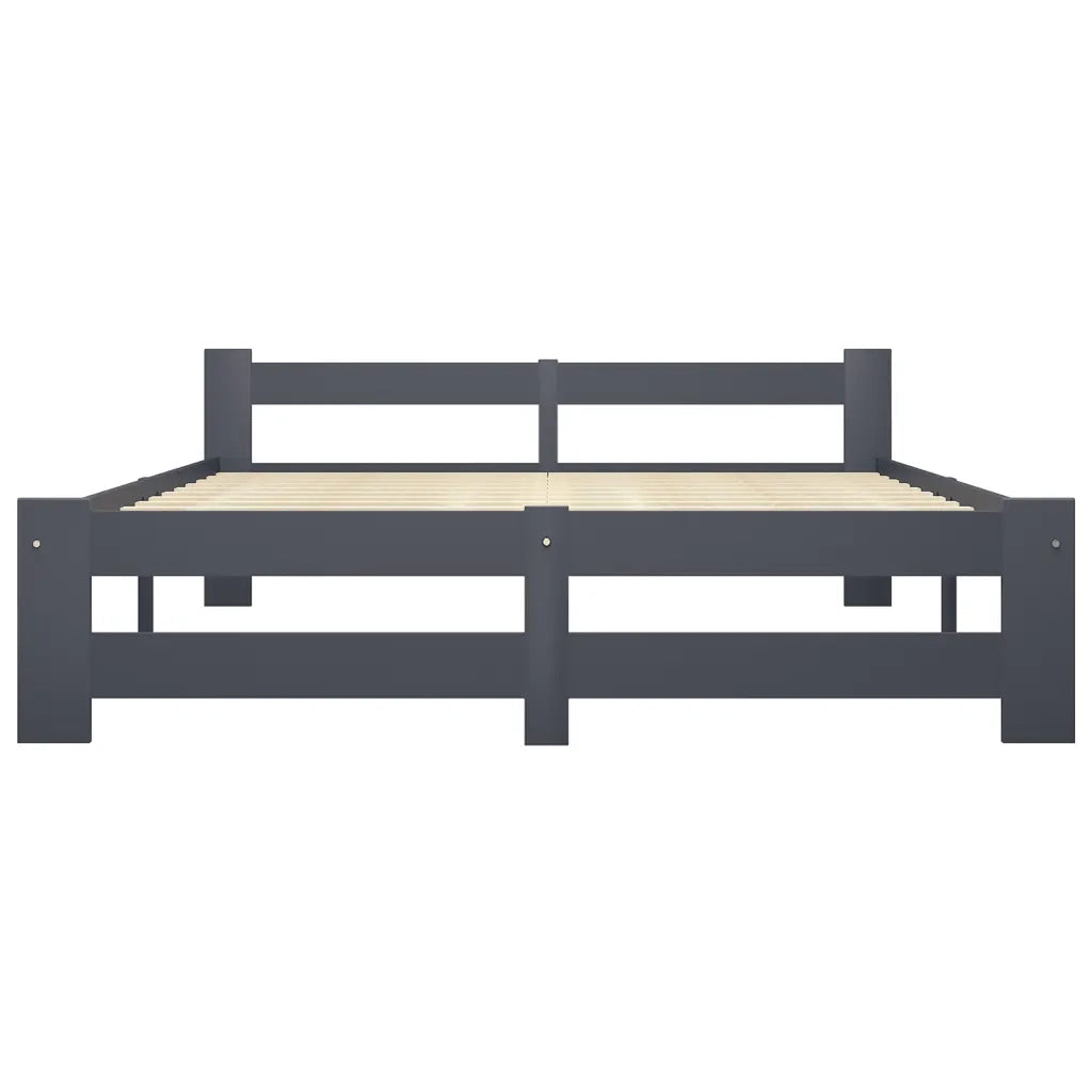 Letto matrimoniale | Letto per adulti | Giroletto Grigio Scuro in Legno Massello di Pino 160x200 cm