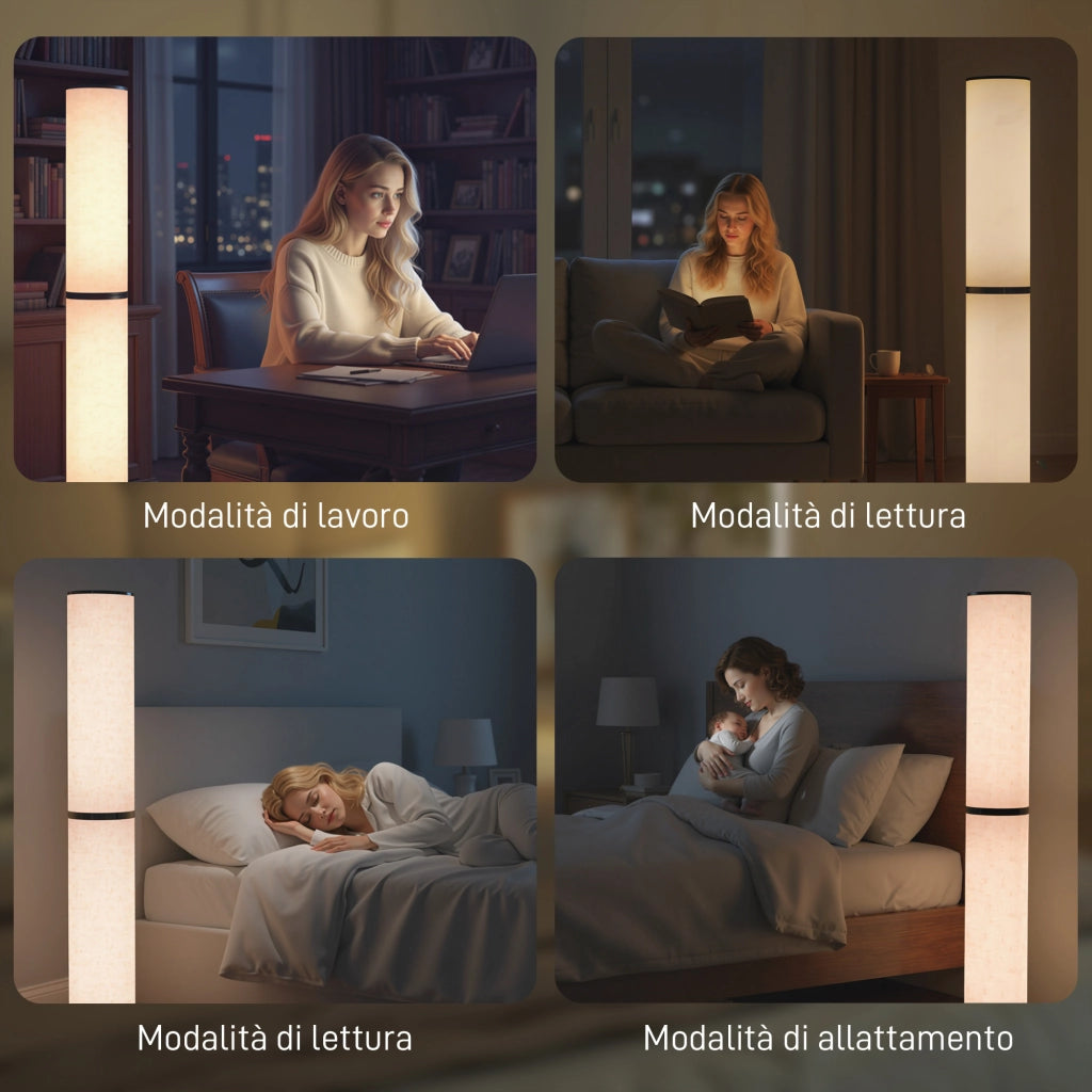 Lampada da Terra con Telecomando e Regolazione Temperatura ¨C zephmum ¨C 3000-6000K, Tessuto, ?20x135 cm, Beige