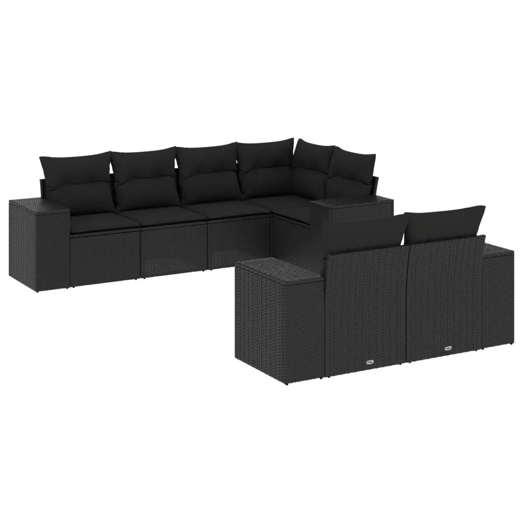 Set Divani da Giardino con Cuscini 7pz Nero Polyrattancod mxl 114494