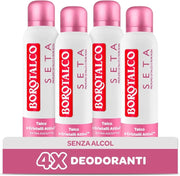 BOROTALCO SET 4 PZ DEO SPRAY 150 ML L'UNO NEW SETA PROFMO DI TALCO E FIORI ROSA