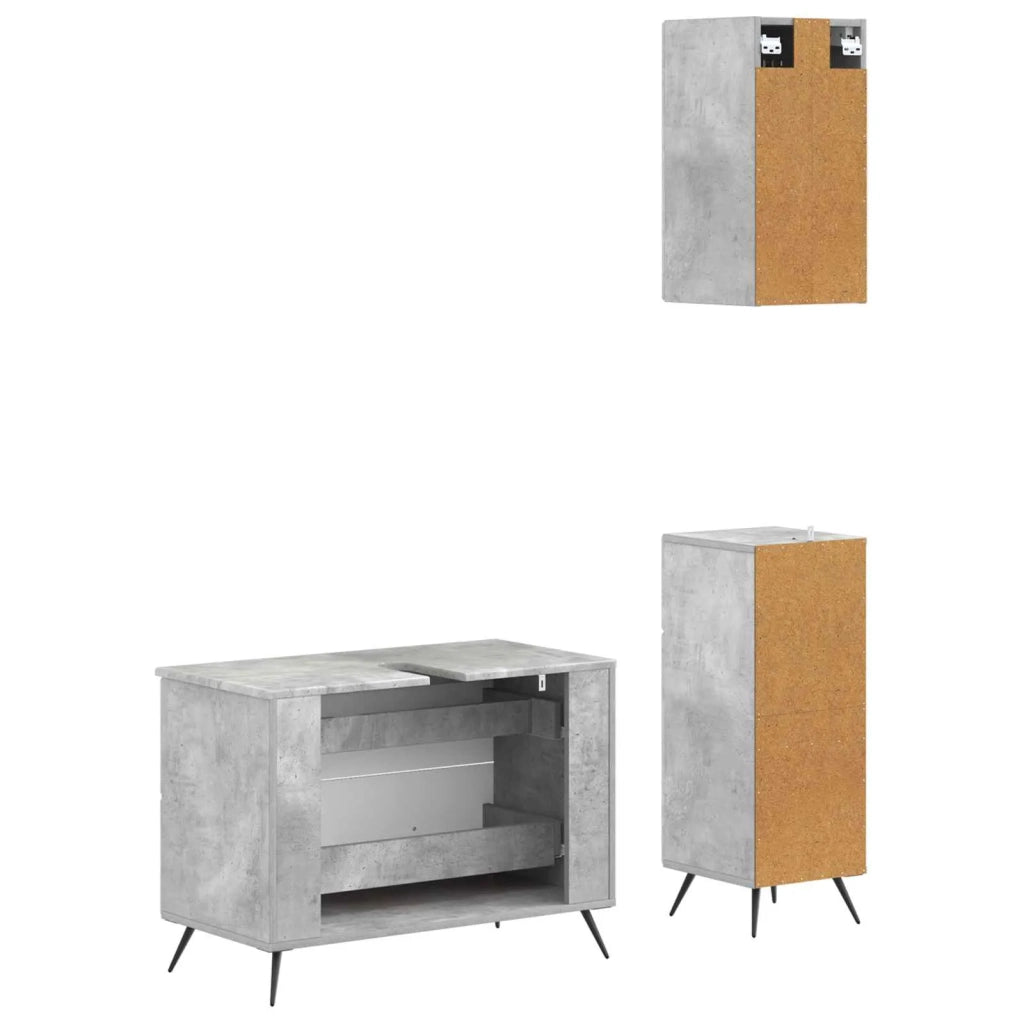 Set di armadietti da bagno in 3 pezzi BREDA Grigio Cemento 3417804