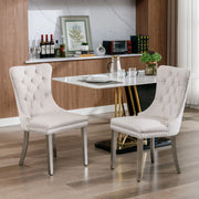 Sedie da Pranzo Imbottite in Velluto con Gambe in Metallo ¨C MINIMAL ¨C Set 2, Beige