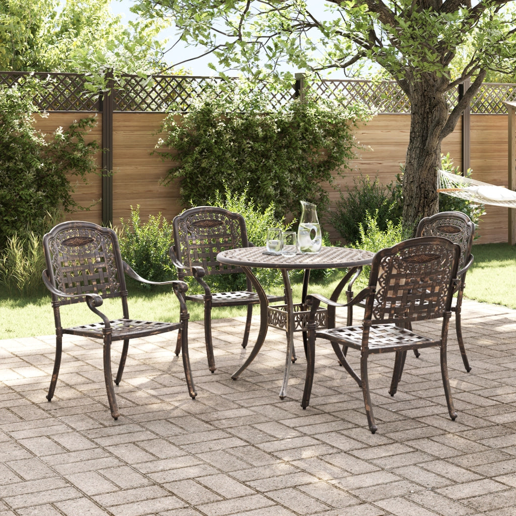 Set da Pranzo da Giardino 5 Pezzi in Alluminio Fuso Bronzo