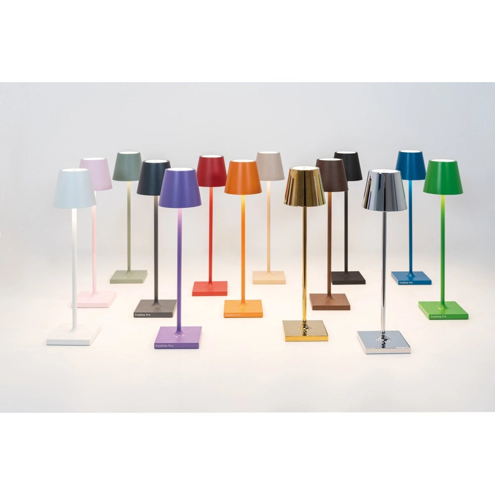 Lampada a led da tavolo Poldina Pro Micro Corten ricaricabile e dimmerabile con batteria fino a 12 ore