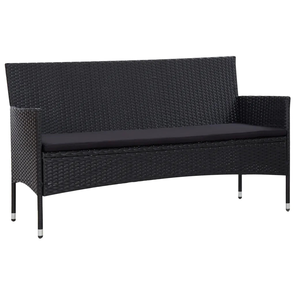 Set Divani da Giardino 5 pz | Set Salotto da Giardino con Cuscini in Polyrattan Nero