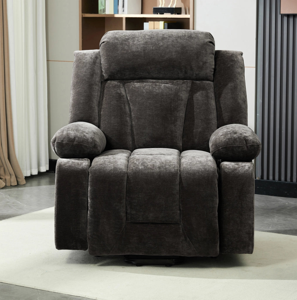 Poltrona relax elettrica massaggiante reclinabile marrone con USB