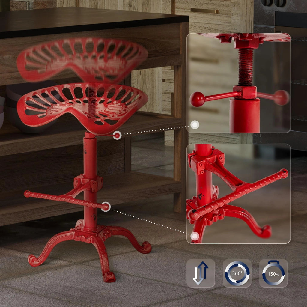 Set 2 Sgabelli Bar industriali Butch In Ghisa rosso
