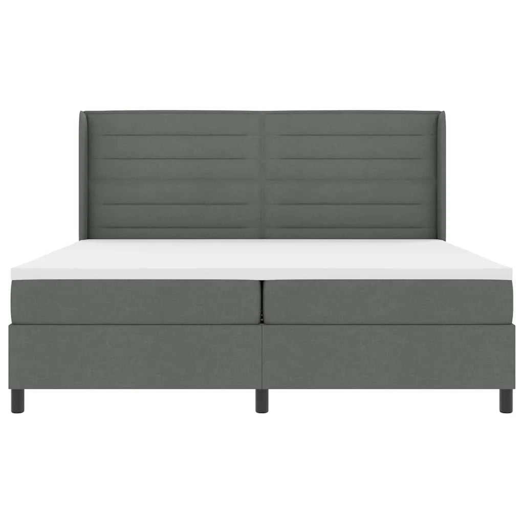 Letto a molle con materasso Grigio scuro 200 x 200 cm Tessuto