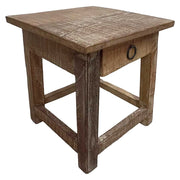 Sgabello con cassetto in legno con finitura artigianale marrone 25x25x29 h cm