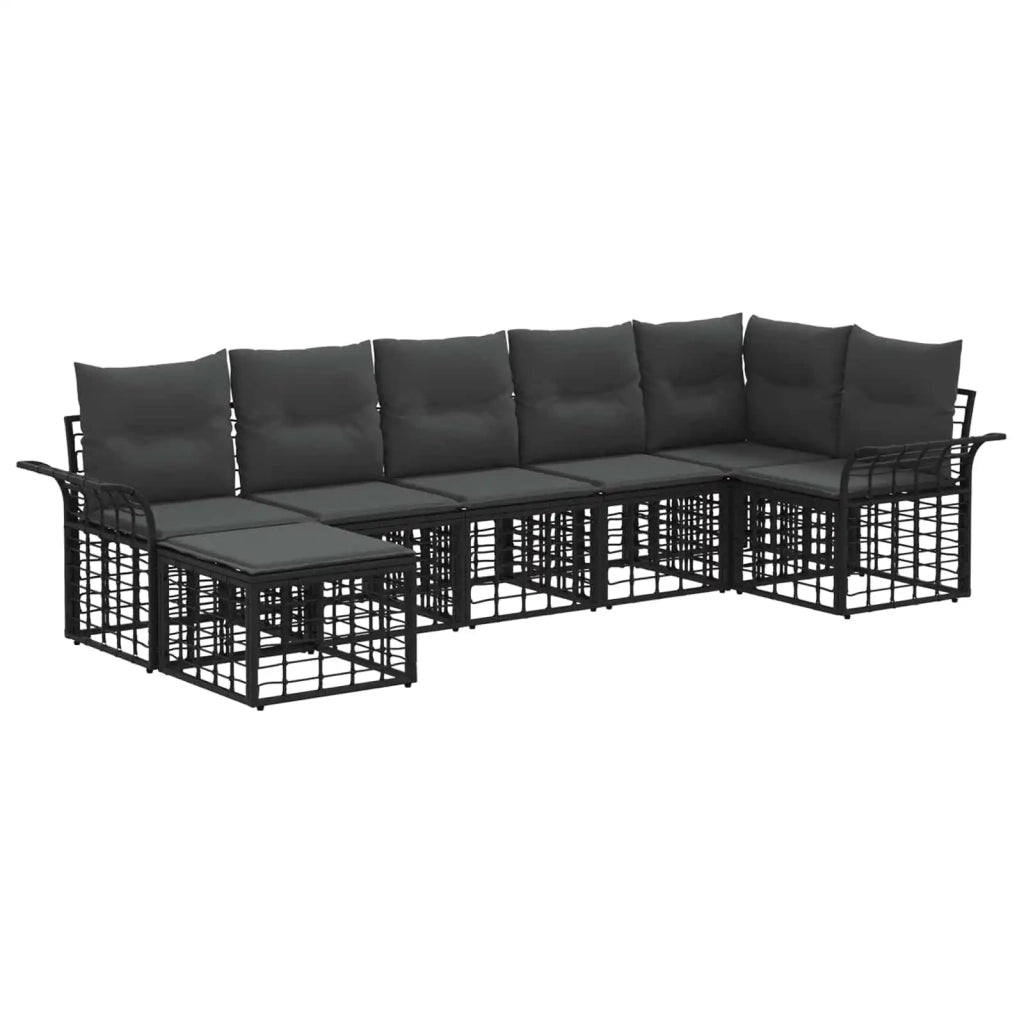 Set di divani da esterno 7 pcs Nero e Grigio scuro Poliestere 3437737