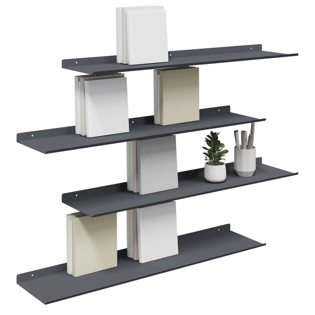 Mensola sospesa 4 pcs Antracite 80 x 18 x 2,5 cm Acciaio 8004037