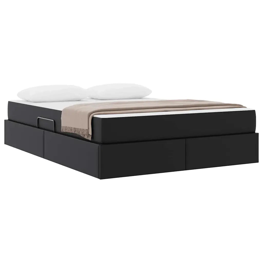 Letto con contenitore e materasso 2 pcs Nero Pelle 3399608