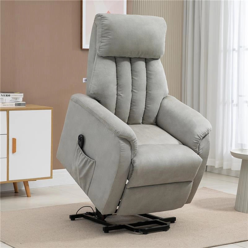 POLTRONA ALZAPERSONA RECLINABILE 150° MAX CON TELECOMANDO E POGGIAPIEDI, 75X93X110 CM, GRIGIO
