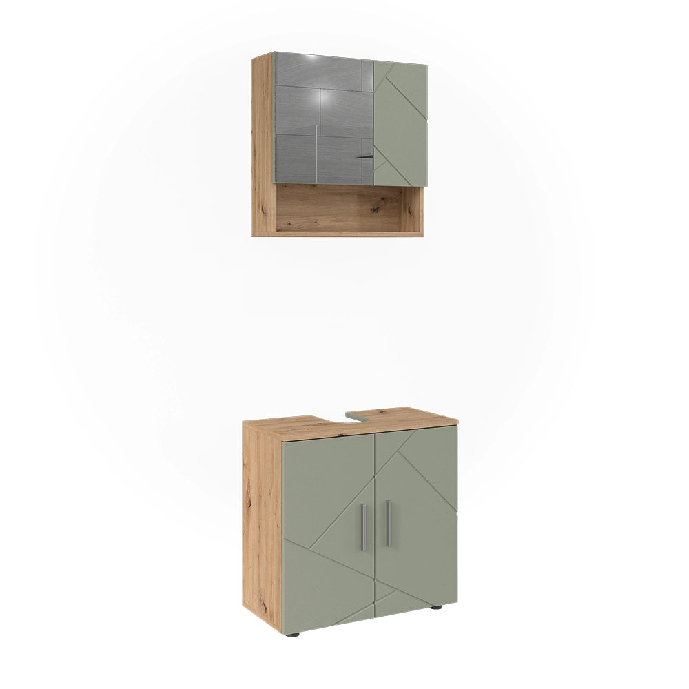 Vicco Set di mobili da bagno Verde salvia 2 parti