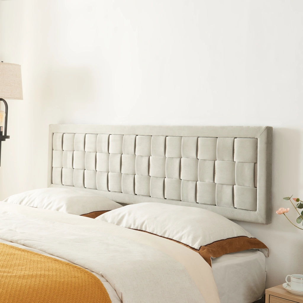 Testiera Imbottita Tervo da Parete per Letto Francese 140 x 50 cm - Grigio [en.casa]