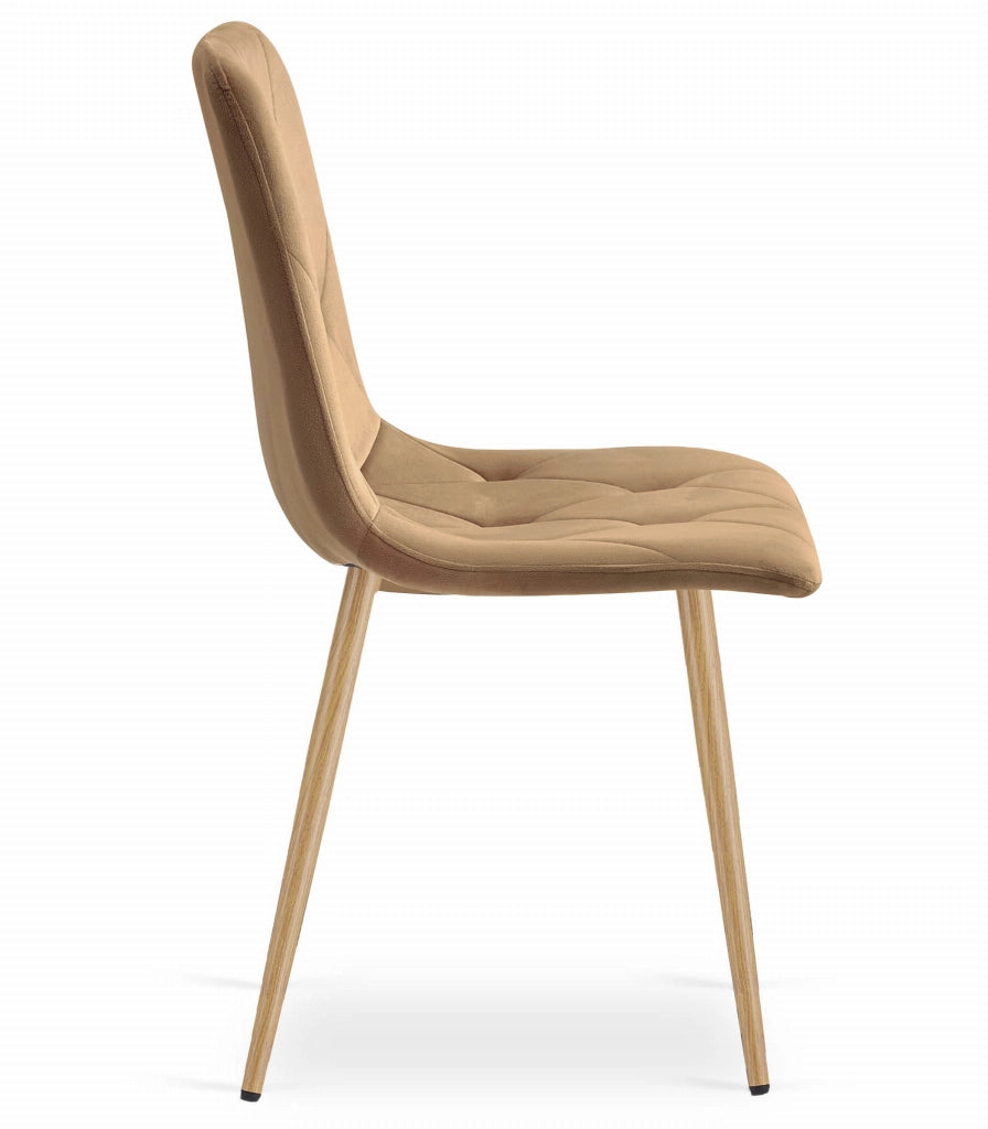 Sedia Valora TYRA in velluto marrone con gambe in legno x3