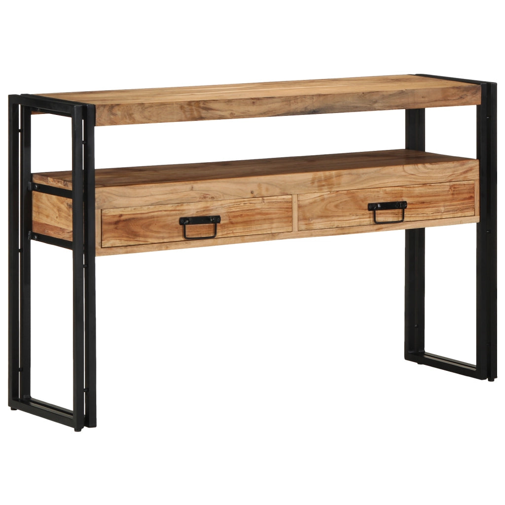 Tavolini  Neri 120x33x75 cm in Legno Massello di Acacia e Metallo