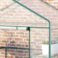 Serra da Giardino in Acciaio e PVC Trasparente con Porta Avvolgibile, 143x73x195 cm, verde
