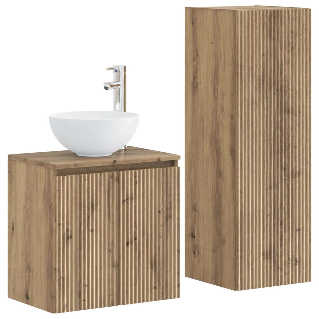 Set di mobili per il bagno 2 pz Rovere Artigianale 3406122
