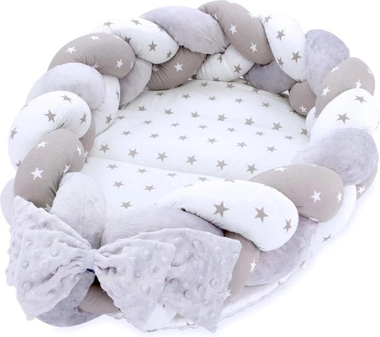 Nido per neonati 75 x 45 cm - nido con cuscino intrecciato - set pieghevole - nido per neonati bifacciale - letto per bambini Minky Sterne - Co Sleeper