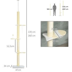 Tiragraffi regolabile da pavimento a soffitto con rivestimento morbido