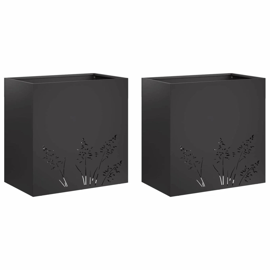 Vaso da giardino 2 pz Nero 50 x 30 x 49 cm 8005807