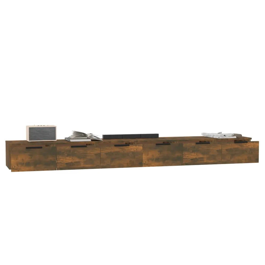 Mobili a Muro 2 pz Rovere Fumo 102x30x20cm in Legno Multistrato 3115905