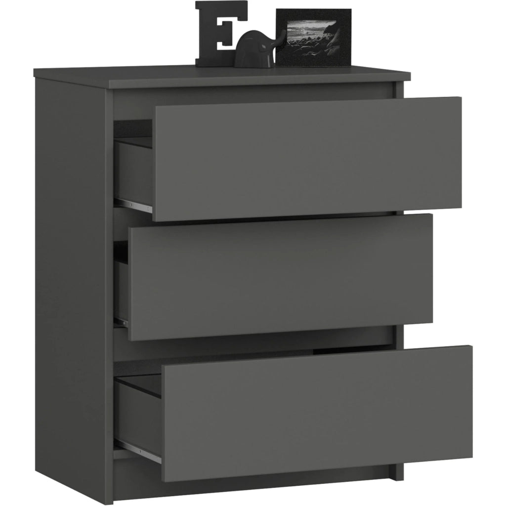 Cassettiera AKORD K60 Cassettiera Grigia Grafite 60 cm 3 cassetti 60x40x77 cm