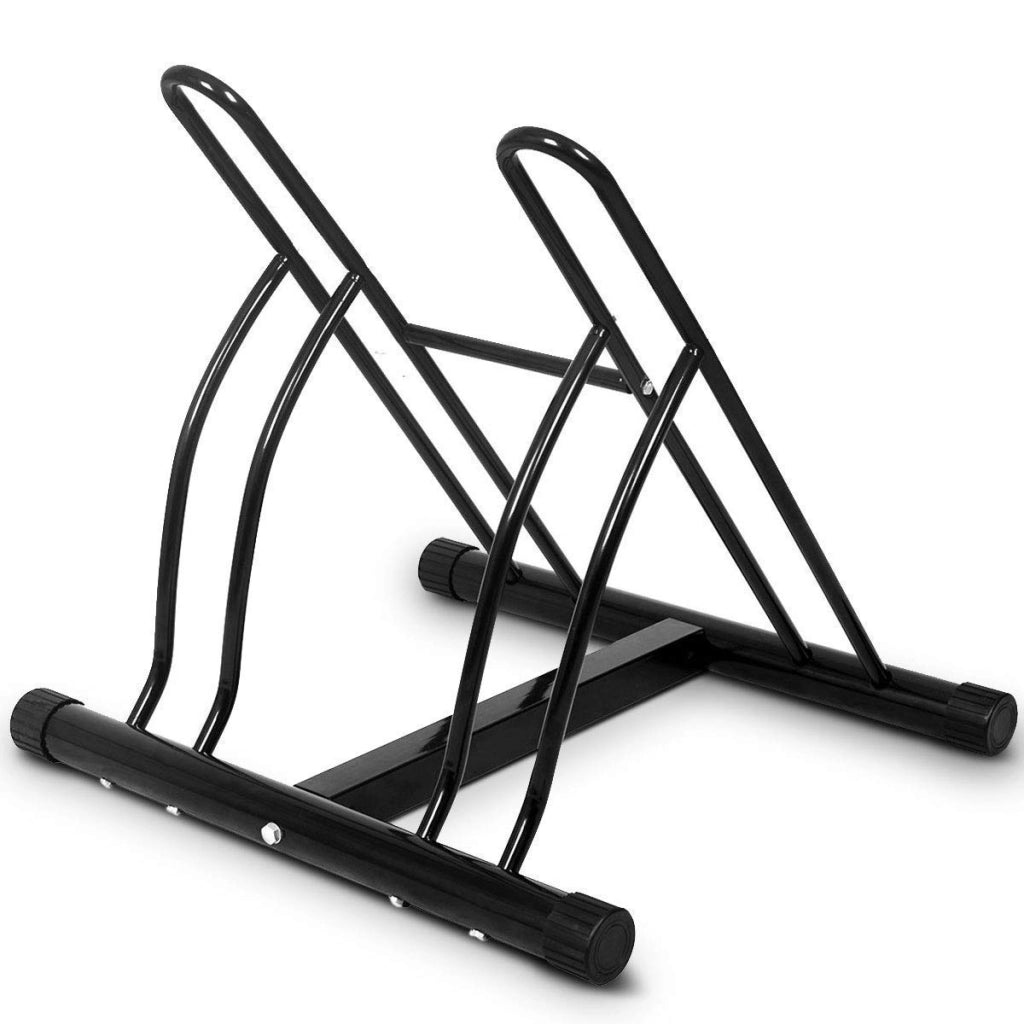 Portabiciclette rastrelliera 2 posti in acciaio da pavimento o da parete esterno 61,4x54x57,5cm Nero-Ciclismo