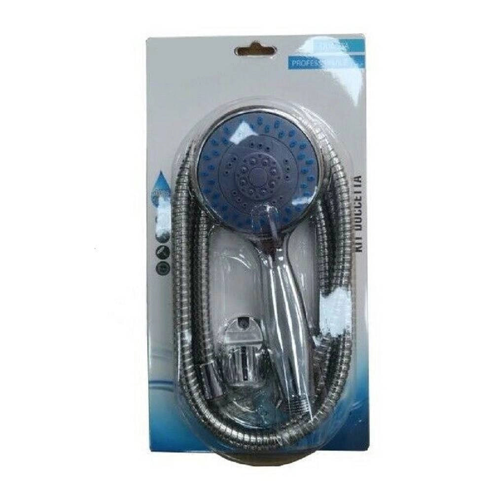 Trade Shop - Kit Doccetta Doccino Soffione Bagno Doccia Tondo Con Laccio 1,8mt Staffa 69059 -