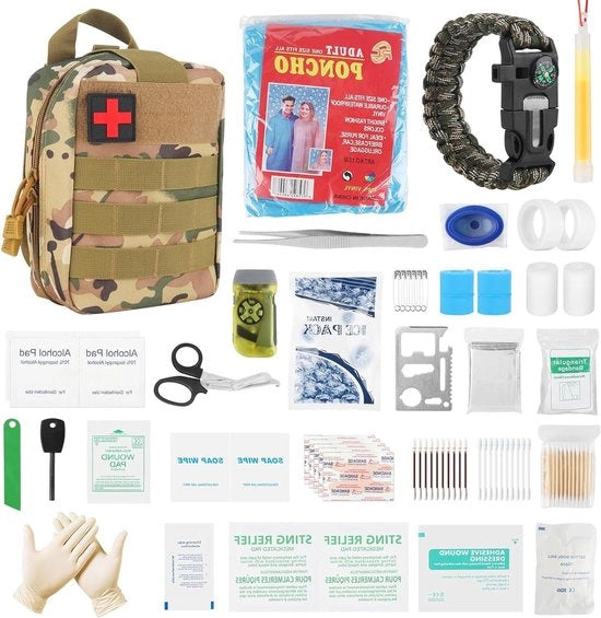 Set di pronto soccorso tattico da 192 pezzi per uso domestico, auto, scuola, campeggio e attività all'aperto