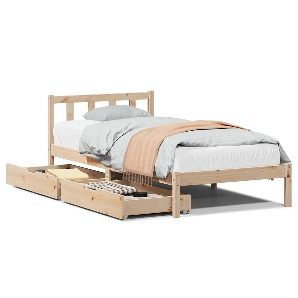 Letto senza Materasso-Struttura Letto 90x190 cm in Legno Massello di Pino 366129