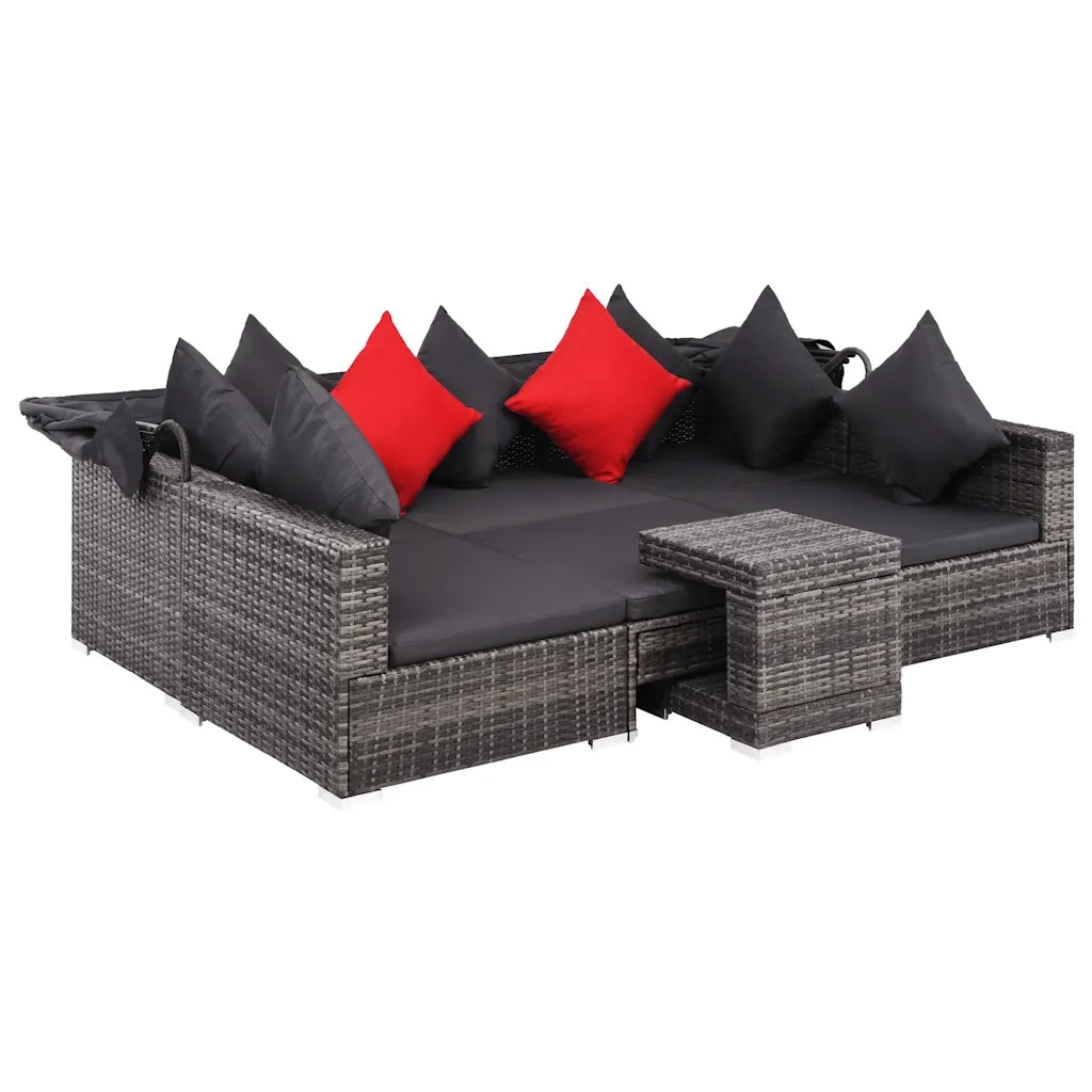 Set Divani da Giardino 7 pz con Cuscini in Polyrattan Grigio cod mxl 35557