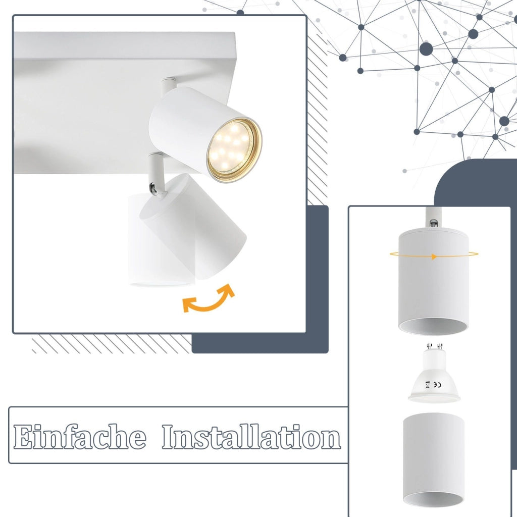 ZMH Faretto da soffitto 4 luci GU10 orientabili 330° per corridoio