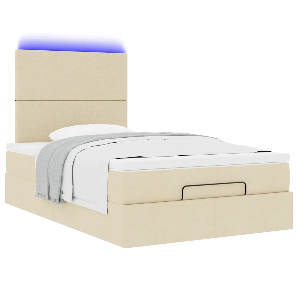Struttura Letto Pouf con Materasso Crema 120x200 cm in Tessuto 3313918