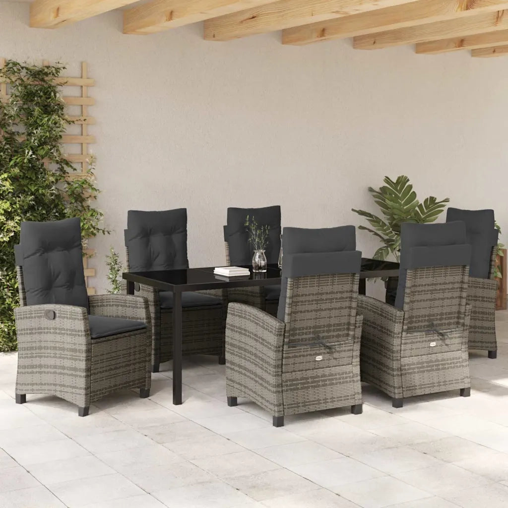 Set da Pranzo per Giardino con cuscino 7 pcs Grigio polyrattan 3380391