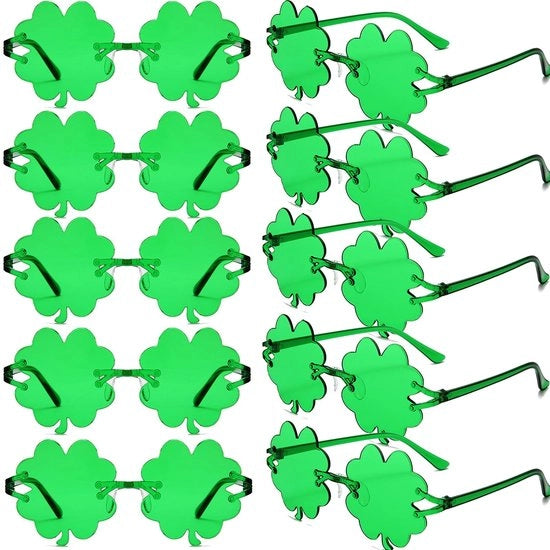 Occhiali da Sole St. Patrick's Day - 10 Foglie di Shamrock Occhiali da Sole - Plastica - Accessori da Festa - Sostenibili - Ideali per Bambini e Adulti - Occhiali da Sole da Festa